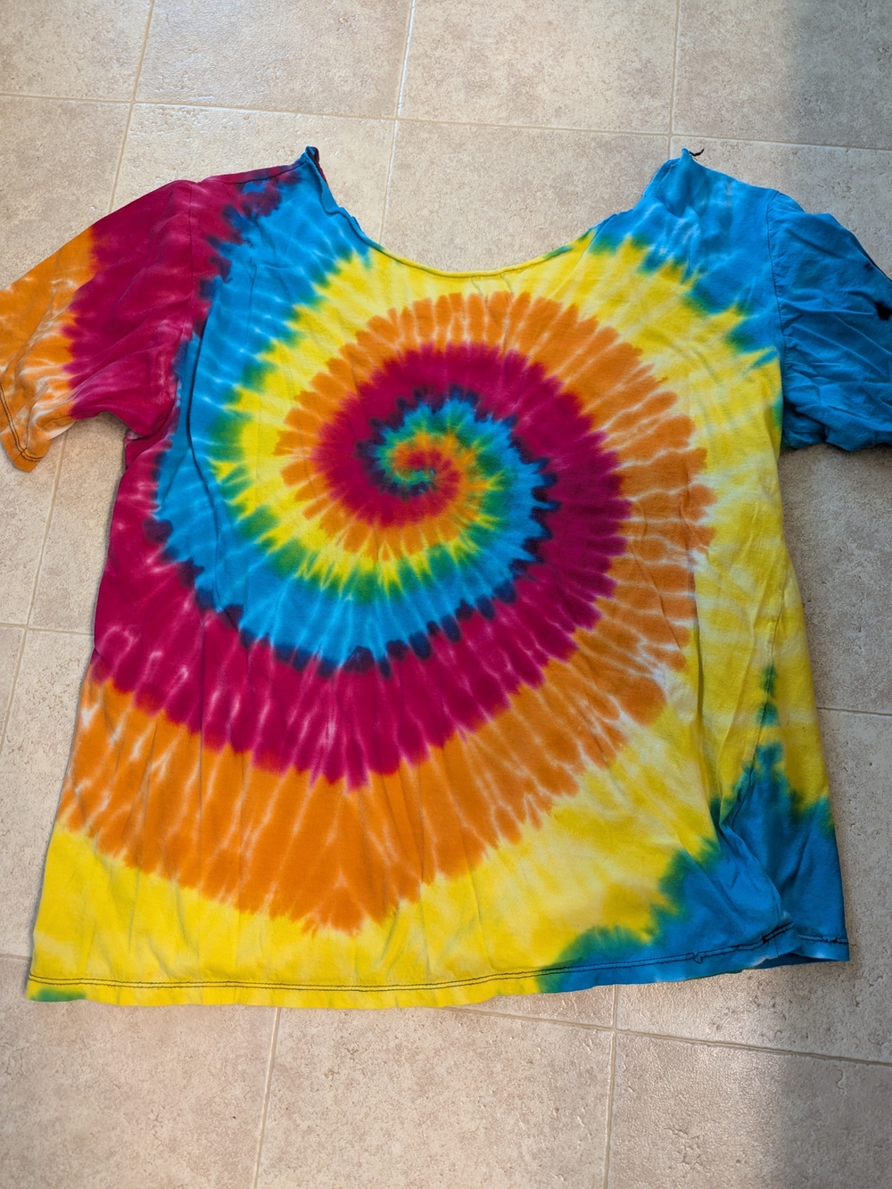 Multicolor Tie-Dye Spiral Short Sleeve Tee - Bright Rainbow